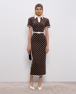 Rowen Rose Коричнева сукня-поло в горох RRJ101L