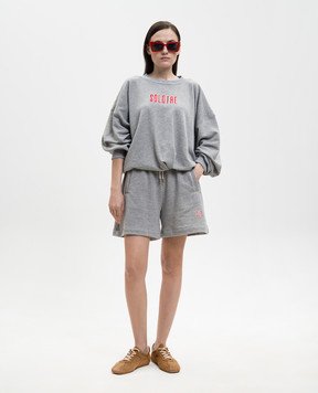 Solotre Серый меланжевый свитшот с вышивкой логотипа M1AB0151