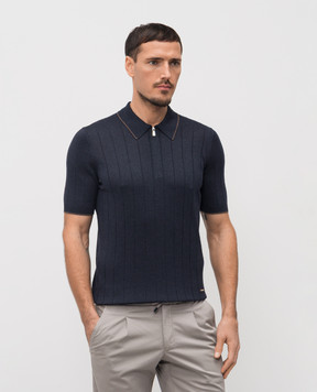 Enrico Mandelli Синє поло із шовку 3K066A5675
