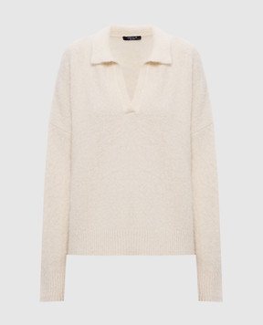 Demiur Белый свитер шерстью альпаки с воротником-поло ALP102