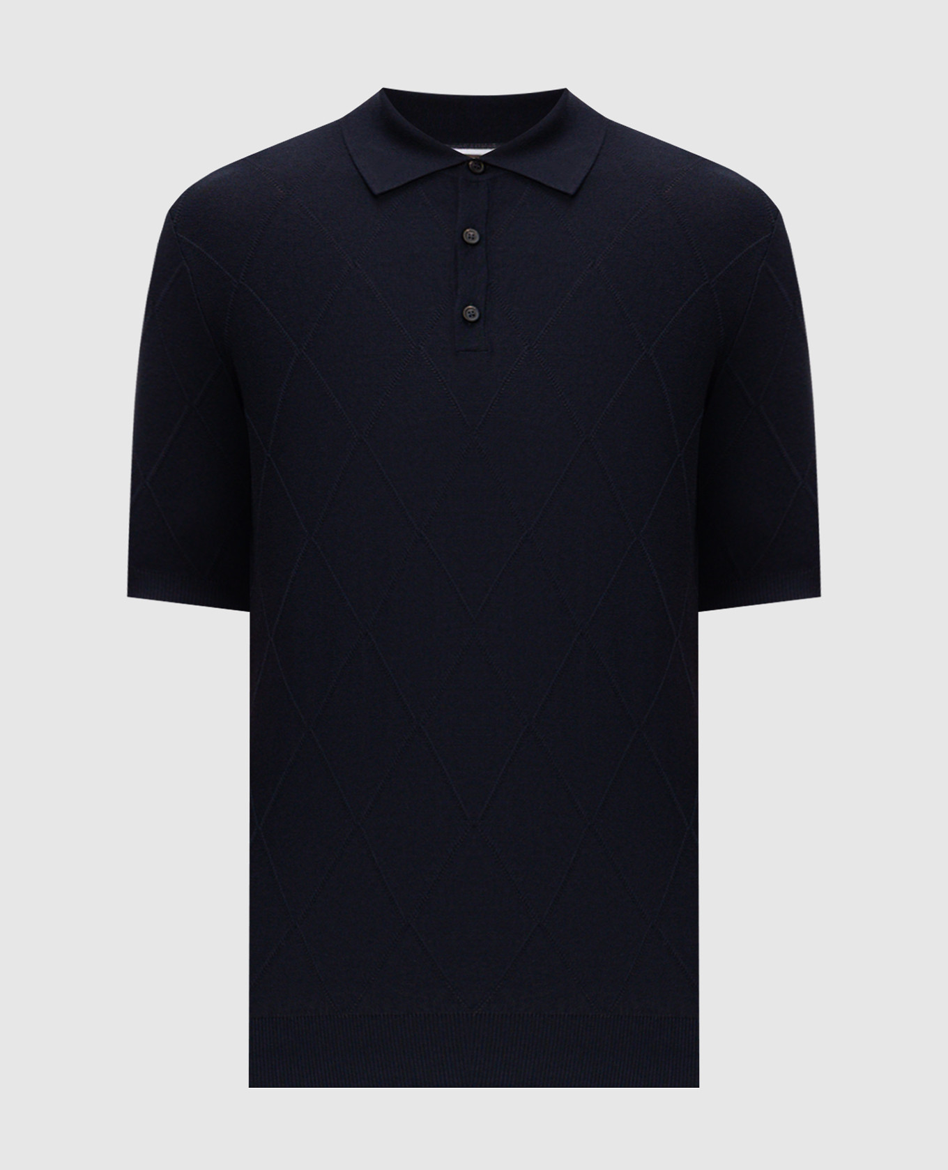 Голубое поло в геометрический узор