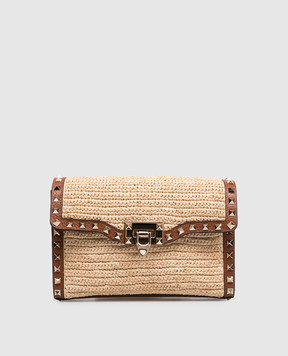 Valentino Бежевая сумка кросс-боди Rockstud из рафии 8W2B0R43UEN