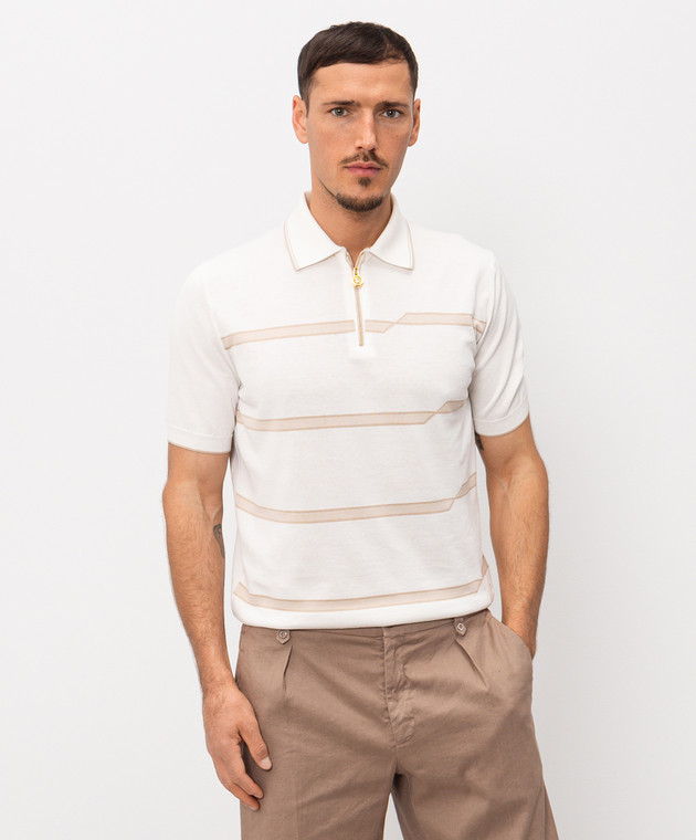 Stefano Ricci Белое поло в полоску K616435P31F26105 изображение 3