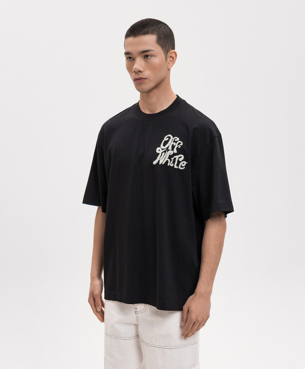 Off-White Чорна футболка з принтом логотипа 44MAA120S26J00M зображення 3
