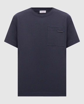 Brunello Cucinelli Синяя футболка с цепочкой MPT81EC710