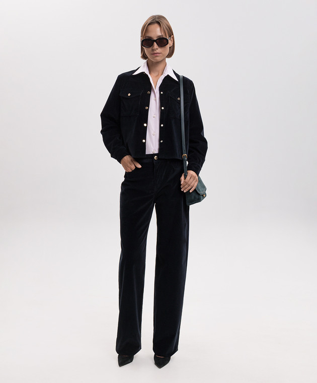 Max Mara Синя вельветова сорочка RIVOLO MSTRIVOLO зображення 2
