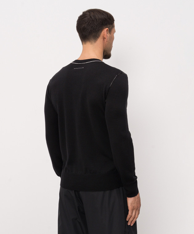 Maison Margiela MM6 Чорний джемпер з вовною з ефектом вивороту SH0HL0017M13037 зображення 4