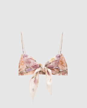 Twinset Бежевый топ из льна в цветочный принт 261TT2564