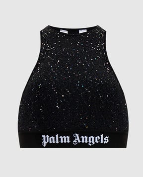 Palm Angels s Чорний топ Soiree в паєтки з логотипом PWHT001E23KNI001