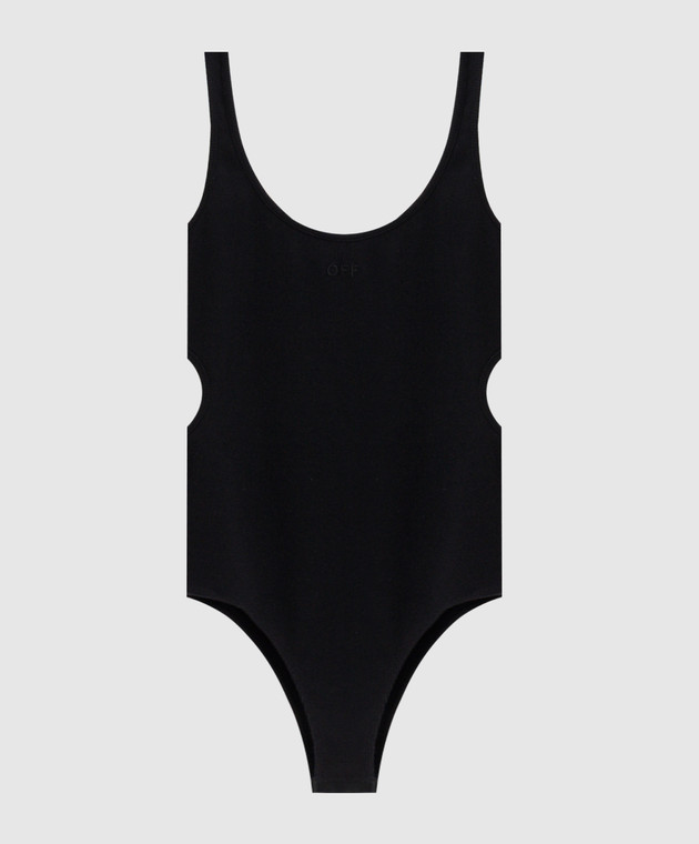 Off-White Чорне боді з фігурними вирізами 2F800658T