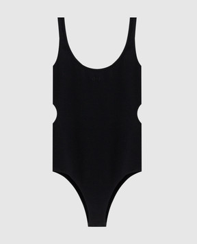 Off-White Чорне боді з фігурними вирізами 2F800658T