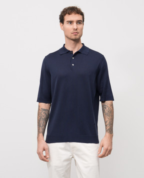 ISAIA Синє поло із шовку MG8262Y0470