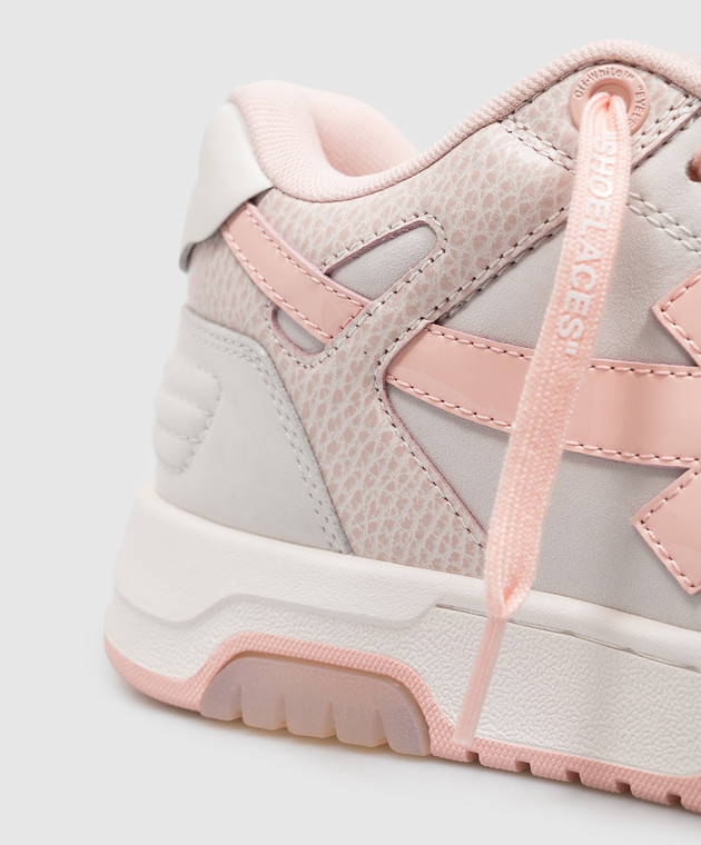 Off-White Розовые кожаные кроссовки Out Of Office OF05737101 изображение 5