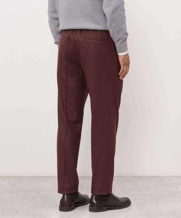 Brunello Cucinelli Бордові штани з вовни та кашеміру ME499E1710 зображення 4