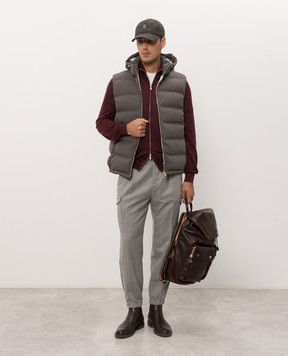 Brunello Cucinelli Бордовий меланжевий кардиган з кашеміру, шовку та льону MSY00106