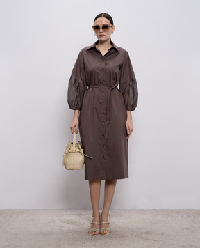 Peserico Коричнева сукня-сорочка A02729A1979B