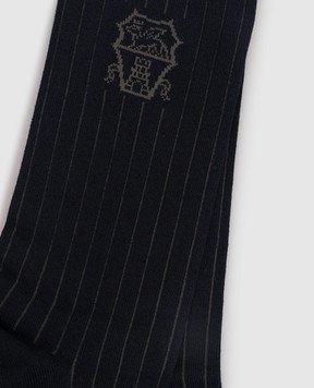 Brunello Cucinelli Сині шкарпетки в смужку з емблемою MCS93561