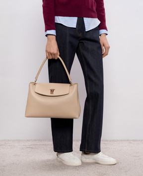 Bally Бежева шкіряна сумка Lock Me WAH028VT710