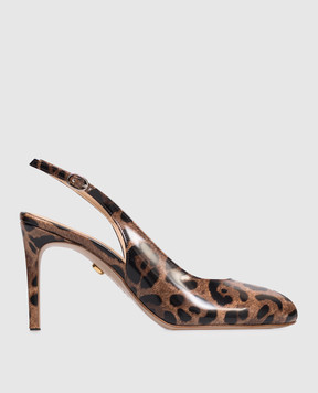 Babe Pay Pls Шкіряні лаковані слінгбеки в леопардовий принт 237804LA