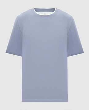 Brunello Cucinelli Блакитна футболка з ефектом накладання шарів M0B137427