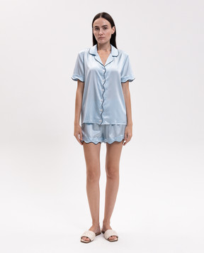 Dore & Rose Блакитна піжама із шовку SCALLOPSILKSHORTSET