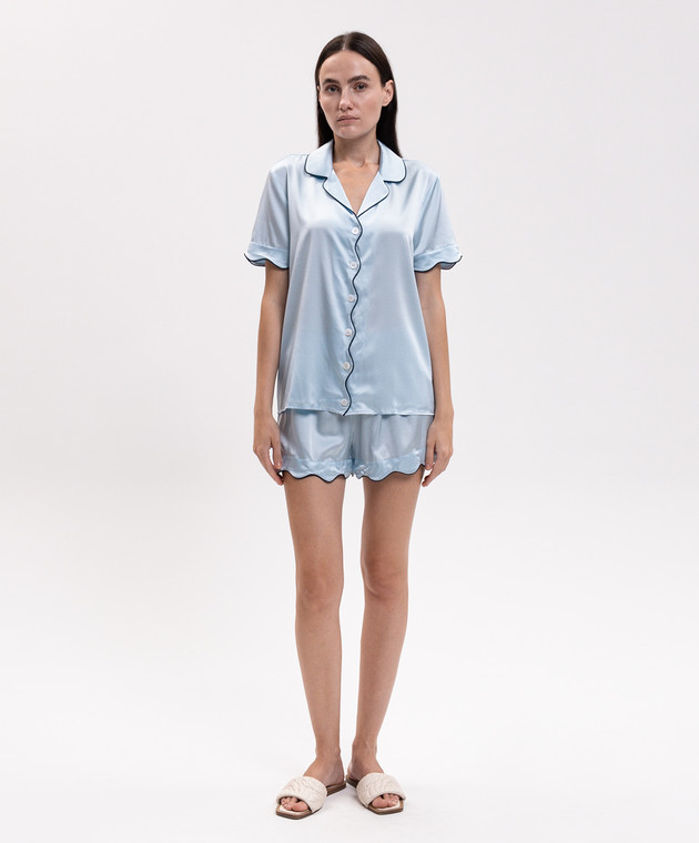 Dore & Rose Голубая пижама из шелка SCALLOPSILKSHORTSET изображение 2