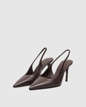 Brunello Cucinelli Коричневые кожаные слингбеки с цепочкой мониль MZSKC3256