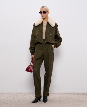 Givenchy Штани з високою посадкою кольору хакі BW518X164D