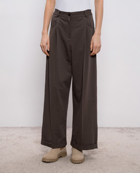 Brunello Cucinelli Коричневые брюки с отворотами MH827HZ589