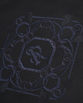 Stefano Ricci Дитяча чорна футболка з вишивкою монограми логотипа YNH6101470LUXT