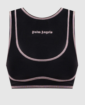 Palm Angels Чорний топ з принтом логотипа PWVO022S26FAB001