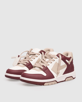Off-White Бордовые кожаные кроссовки Out Of Office OF05726609