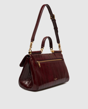 Dolce&Gabbana Бордовая кожаная сумка My Sicily BB7782B8291