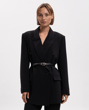 Twinset Черный двубортный жакет с поясом 262LI2DQQ