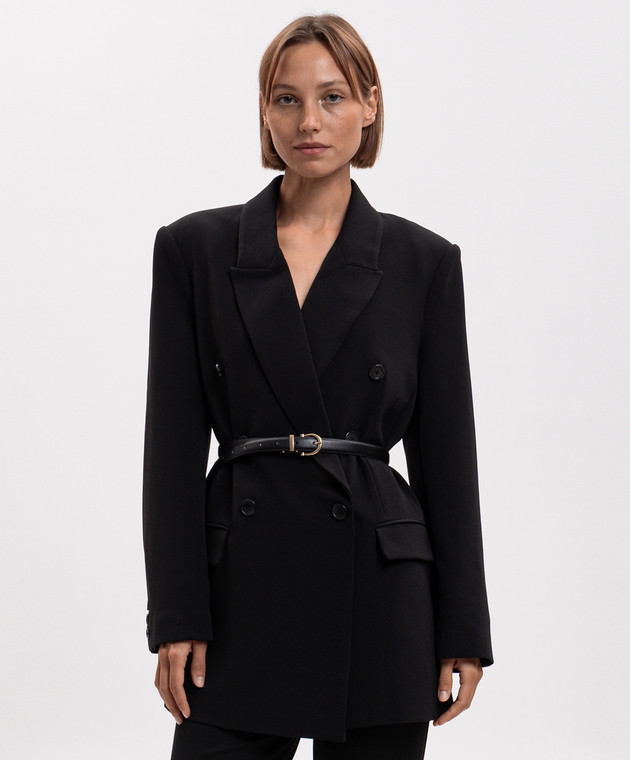 Twinset Черный двубортный жакет с поясом 262LI2DQQ изображение 3