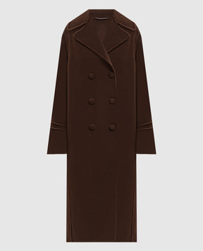 Ermanno Scervino Коричневое двубортное пальто из шерсти D496D316ZBG
