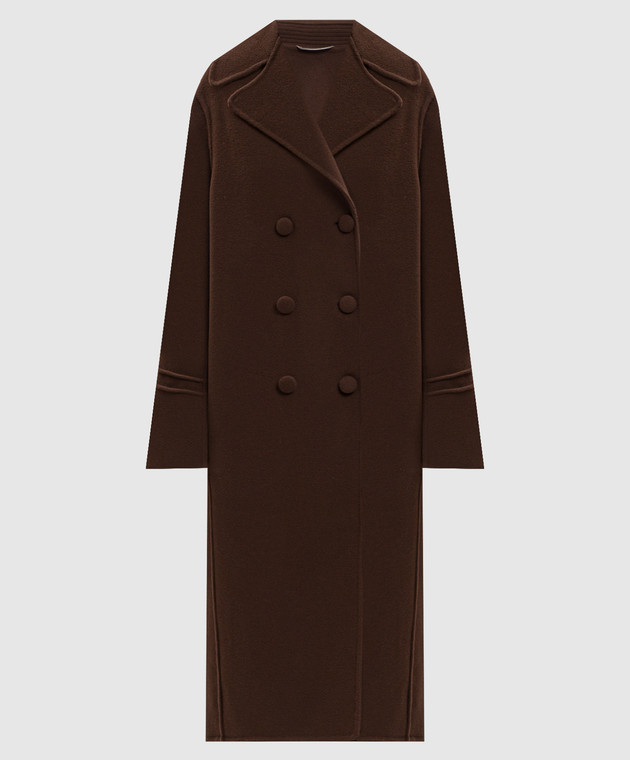 Ermanno Scervino Коричневе двобортне пальто з вовни D496D316ZBG