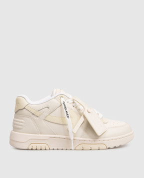 Off-White Бежевые кожаные кроссовки Out Of Office с эмблемой Arrow OWIA259F25LEA003