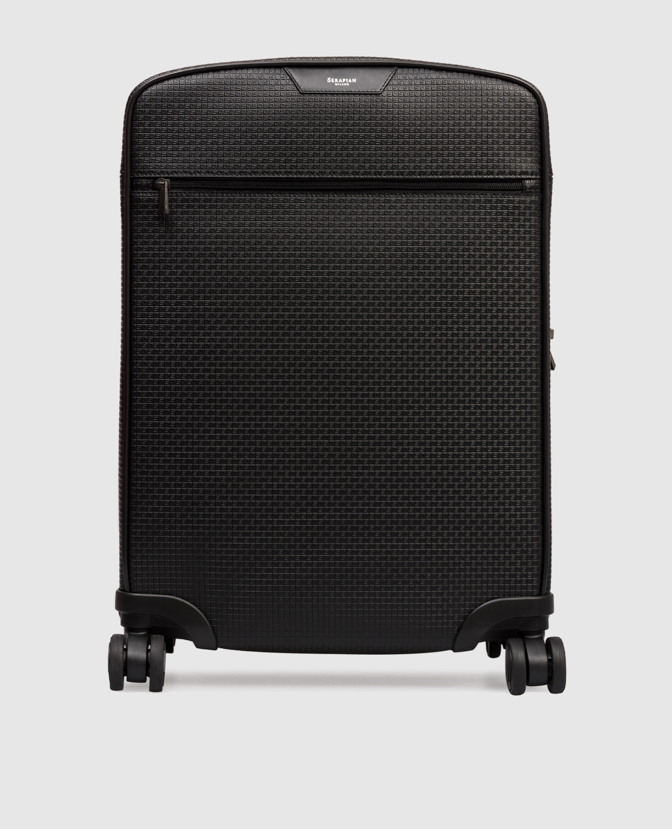 

Черный кожаный чемодан с тиснением мононграммы, Чемоданы