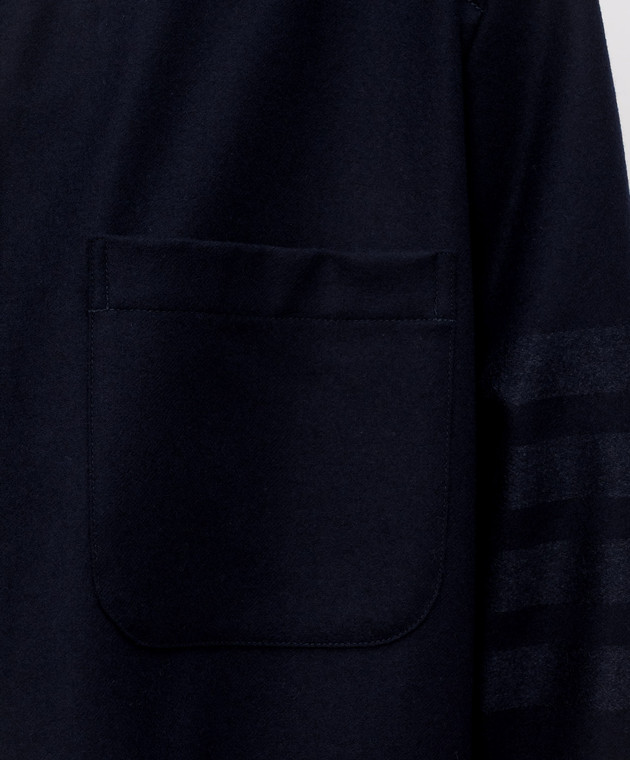 Thom Browne Синяя куртка в стиле рубашки из шерсти и кашемира MJO055A06393 изображение 5
