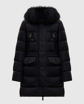 Moncler Чорний пуховик Aphroti з хутром K20931C00036C0059