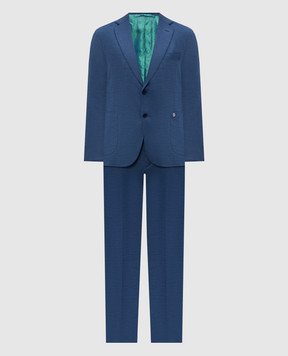 Stefano Ricci Синий костюм из шерсти и шелка M1SFM2T819WK003Q