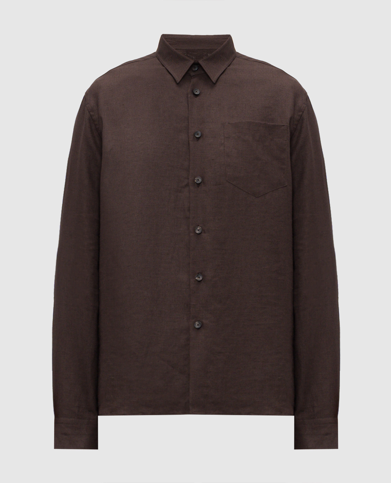 Коричневая рубашка из льна