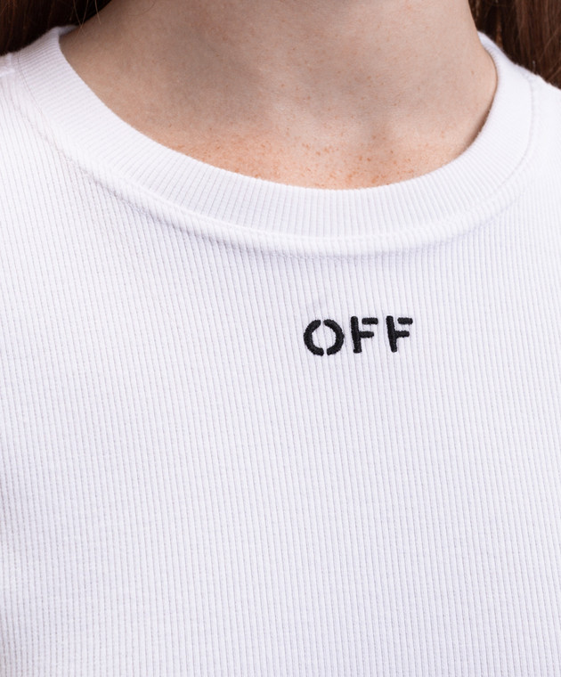 Off-White Лонгслів в рубчик кольору айворі 2FB00674T зображення 5