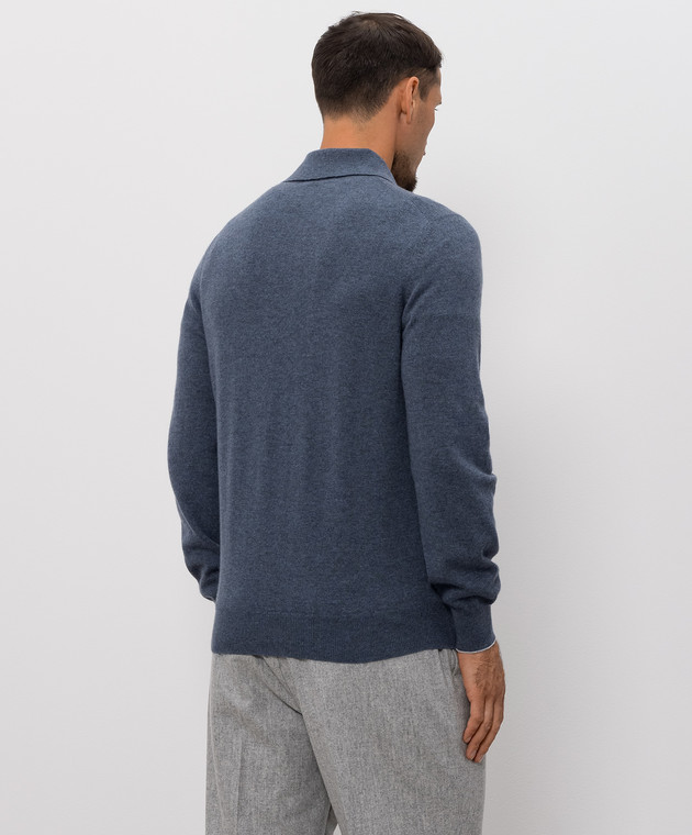 Brunello Cucinelli Синее поло из кашемира M2200295 изображение 4