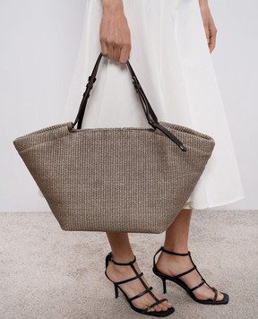 Brunello Cucinelli Сіра сумка-тоут з рафії MB96D2794