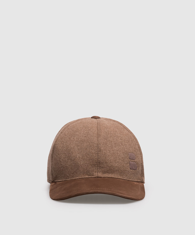 Brett Johnson Коричнева кепка з кашеміру та нубука FW26CAP1LP701CHE