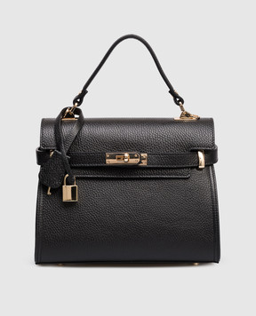 Gianni Notaro Черная кожаная сумка-сетчел Dollaro 099DOLLAROORO