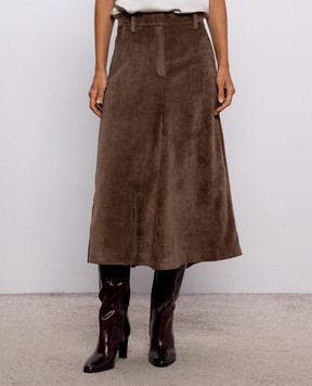 Brunello Cucinelli Коричнева вельветова спідниця MP547G4099