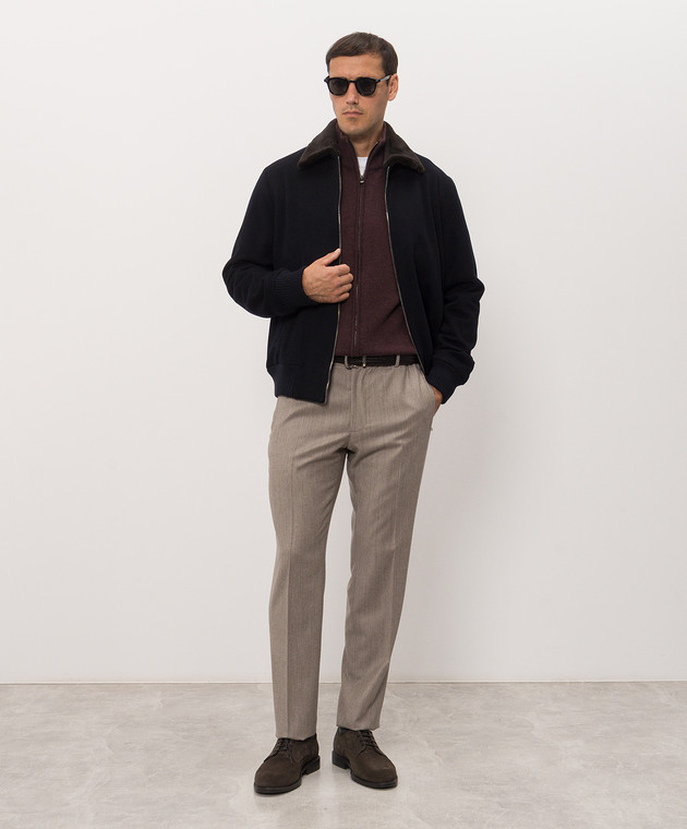 Bertolo Cashmere Серые брюки из шерсти и кашемира 000350001391 изображение 2